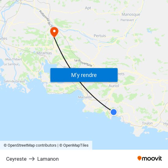 Ceyreste to Lamanon map