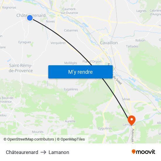 Châteaurenard to Lamanon map