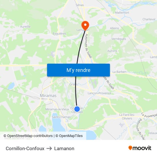 Cornillon-Confoux to Lamanon map