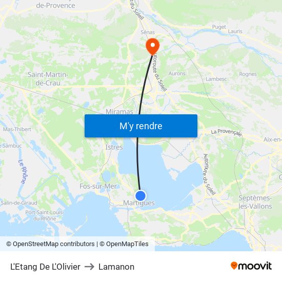 L'Etang De L'Olivier to Lamanon map