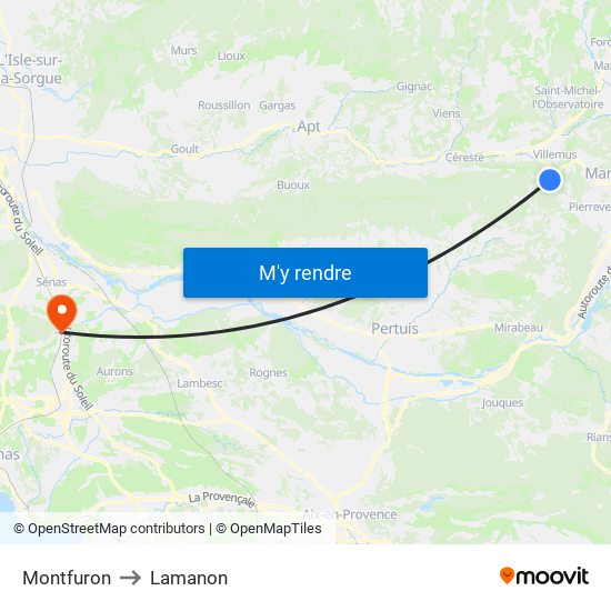 Montfuron to Lamanon map