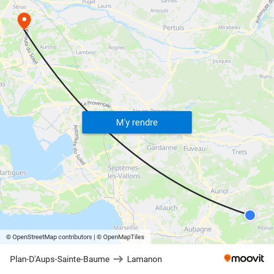 Plan-D'Aups-Sainte-Baume to Lamanon map