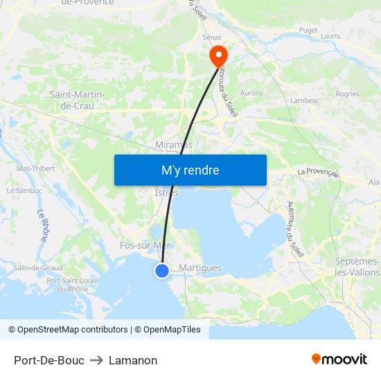 Port-De-Bouc to Lamanon map