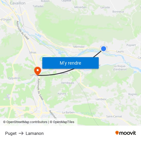 Puget to Lamanon map