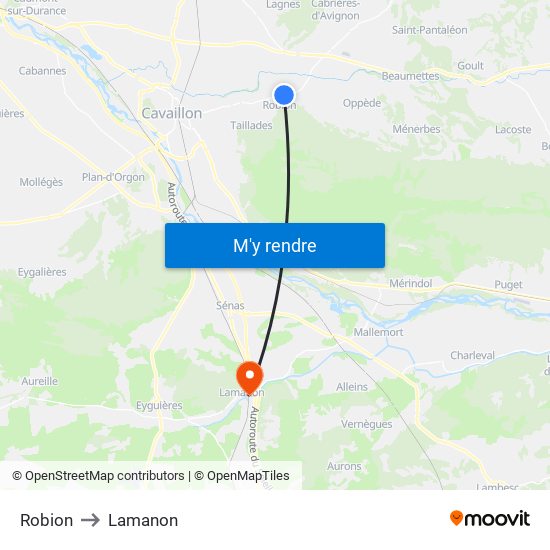 Robion to Lamanon map