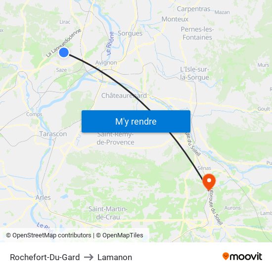 Rochefort-Du-Gard to Lamanon map