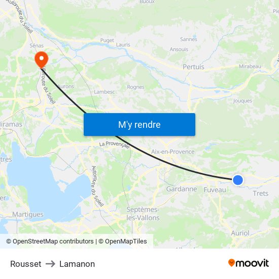 Rousset to Lamanon map