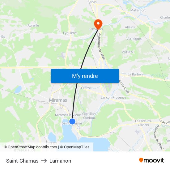 Saint-Chamas to Lamanon map