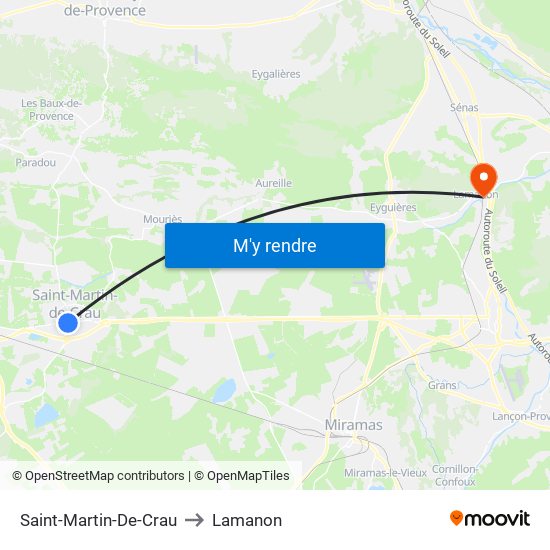 Saint-Martin-De-Crau to Lamanon map