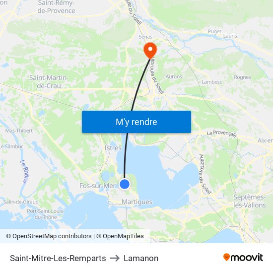 Saint-Mitre-Les-Remparts to Lamanon map