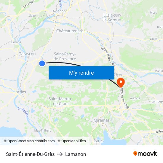Saint-Étienne-Du-Grès to Lamanon map