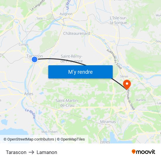 Tarascon to Lamanon map