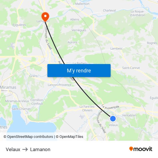 Velaux to Lamanon map