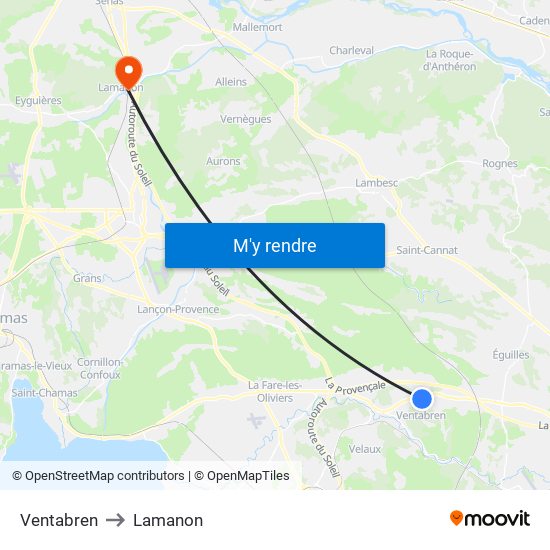 Ventabren to Lamanon map