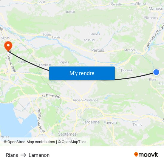 Rians to Lamanon map