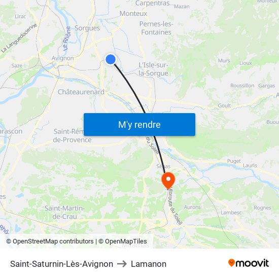 Saint-Saturnin-Lès-Avignon to Lamanon map