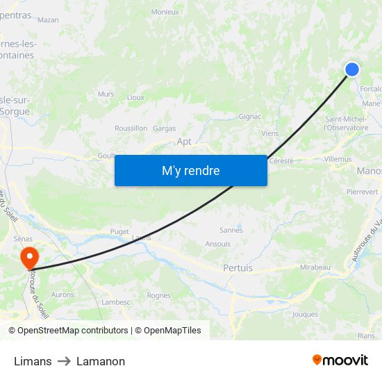 Limans to Lamanon map