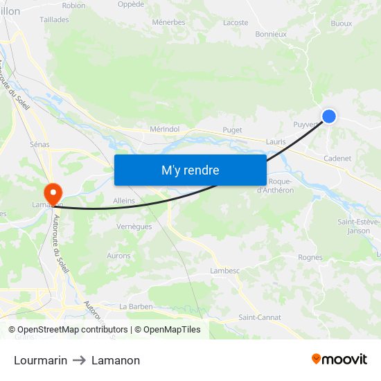 Lourmarin to Lamanon map