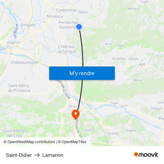 Saint-Didier to Lamanon map