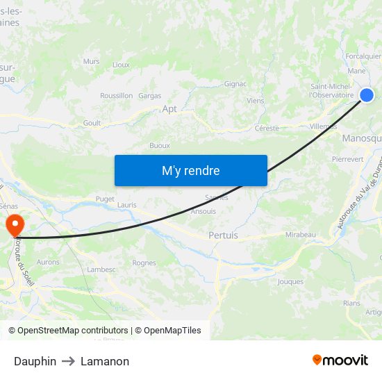 Dauphin to Lamanon map