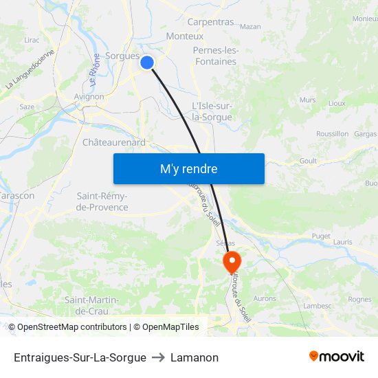 Entraigues-Sur-La-Sorgue to Lamanon map