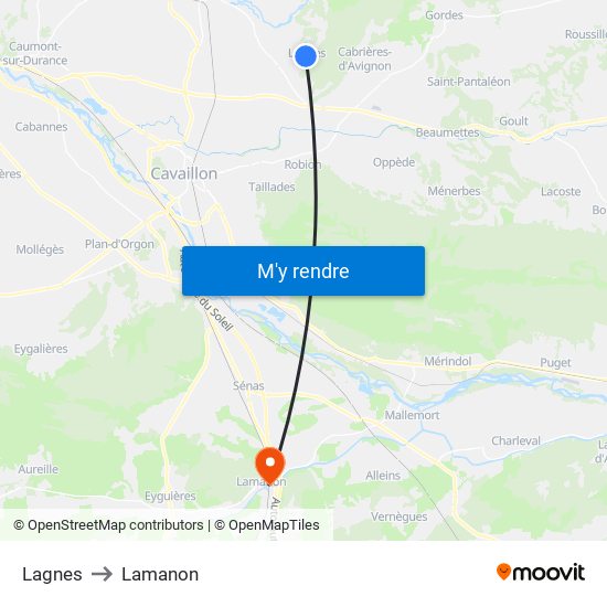 Lagnes to Lamanon map