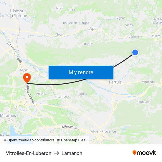 Vitrolles-En-Lubéron to Lamanon map