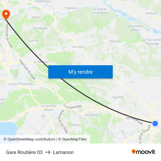 Gare Routière 03 to Lamanon map