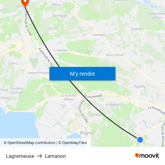Lagremeuse to Lamanon map