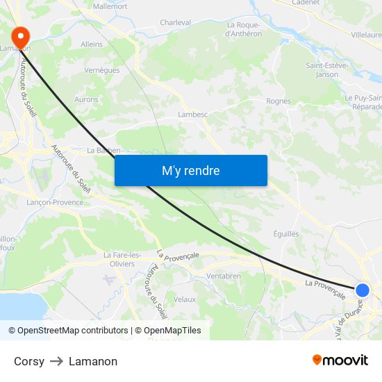 Corsy to Lamanon map