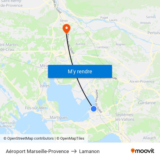 Aéroport Marseille-Provence to Lamanon map