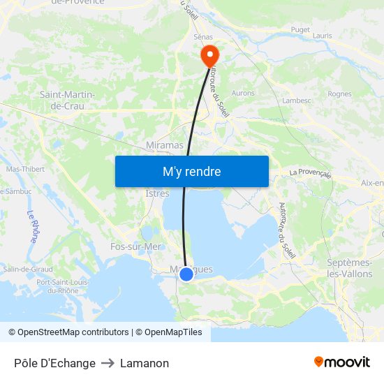 Pôle D'Echange to Lamanon map