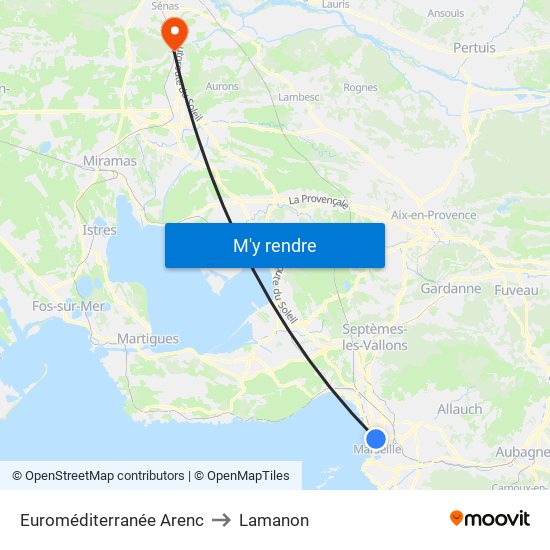 Euroméditerranée Arenc to Lamanon map