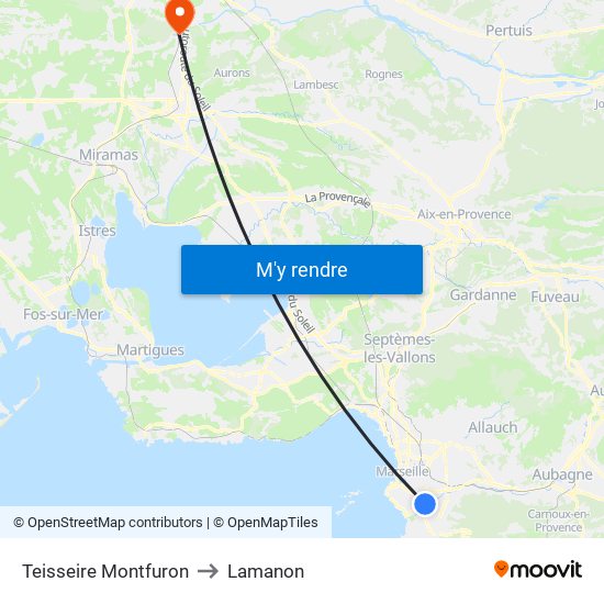 Teisseire Montfuron to Lamanon map