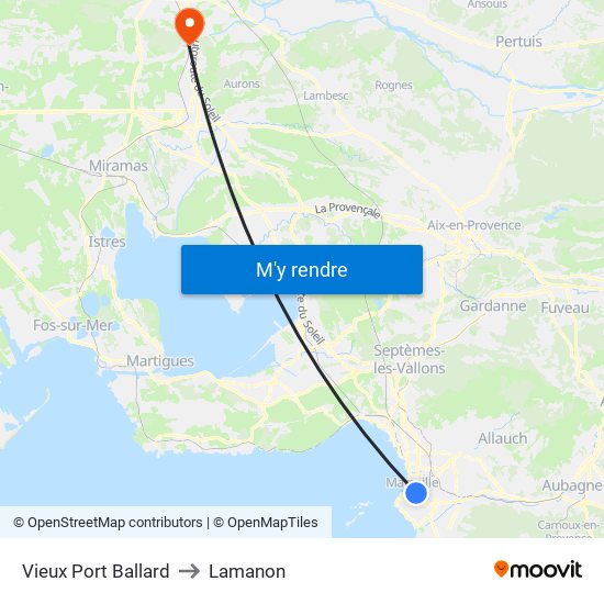 Vieux Port Ballard to Lamanon map