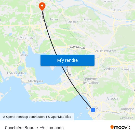 Canebière Bourse to Lamanon map