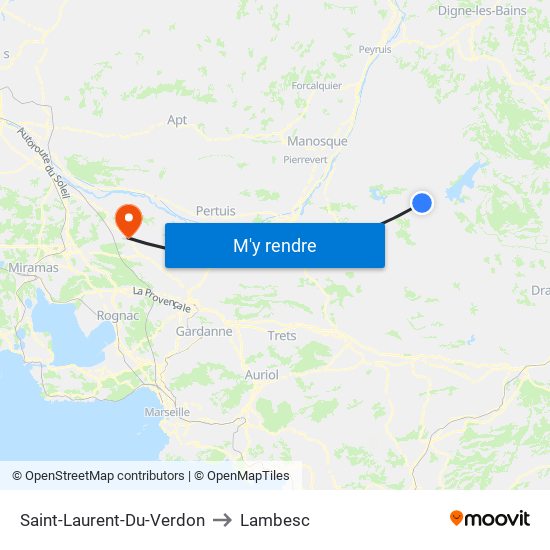Saint-Laurent-Du-Verdon to Lambesc map