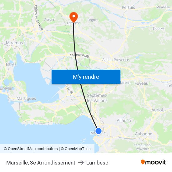 Marseille, 3e Arrondissement to Lambesc map