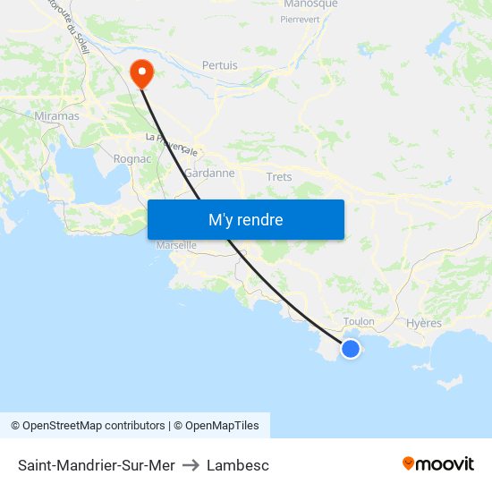 Saint-Mandrier-Sur-Mer to Lambesc map