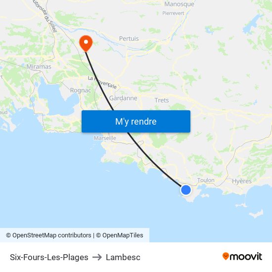 Six-Fours-Les-Plages to Lambesc map