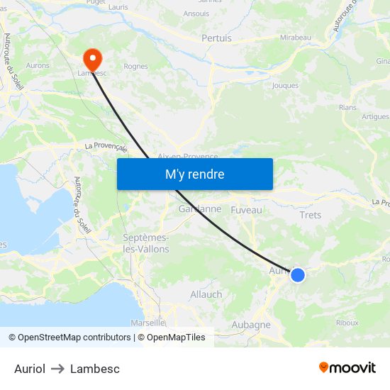 Auriol to Lambesc map