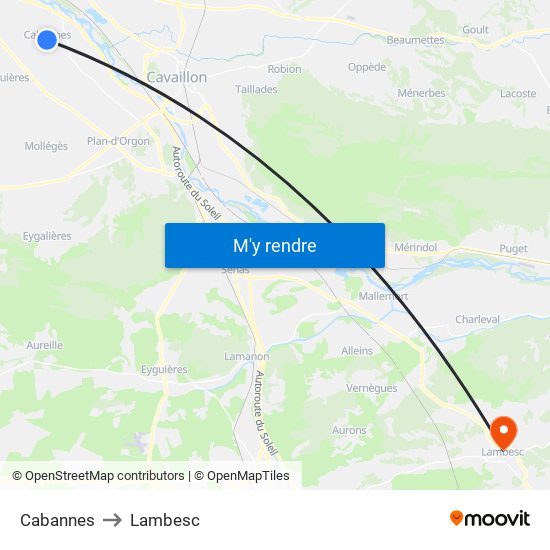 Cabannes to Lambesc map