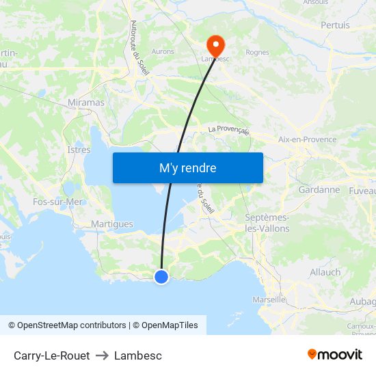 Carry-Le-Rouet to Lambesc map