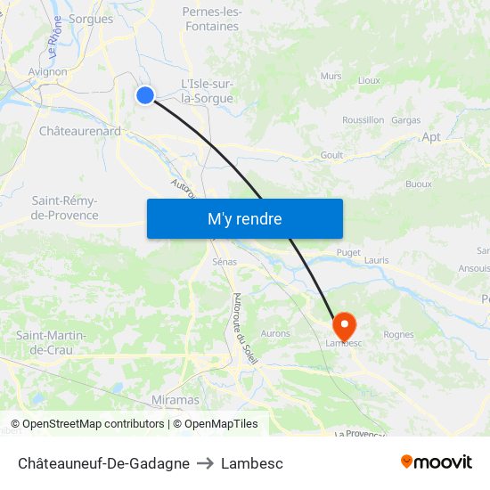 Châteauneuf-De-Gadagne to Lambesc map