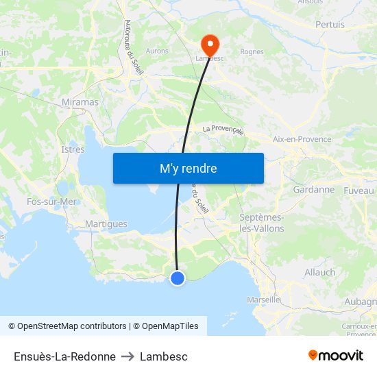 Ensuès-La-Redonne to Lambesc map