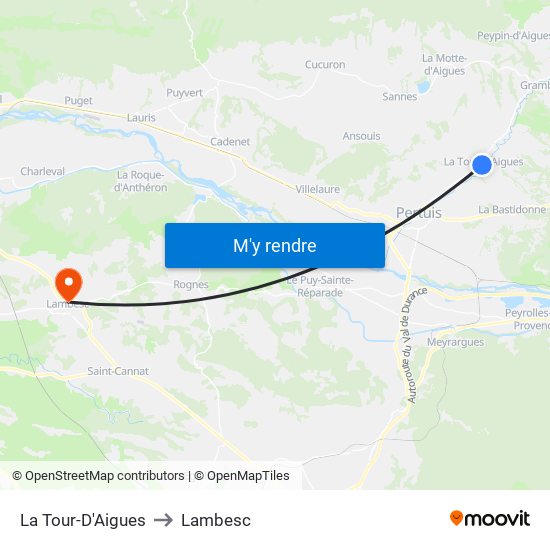 La Tour-D'Aigues to Lambesc map