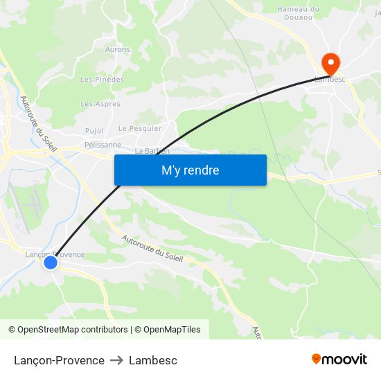 Lançon-Provence to Lambesc map