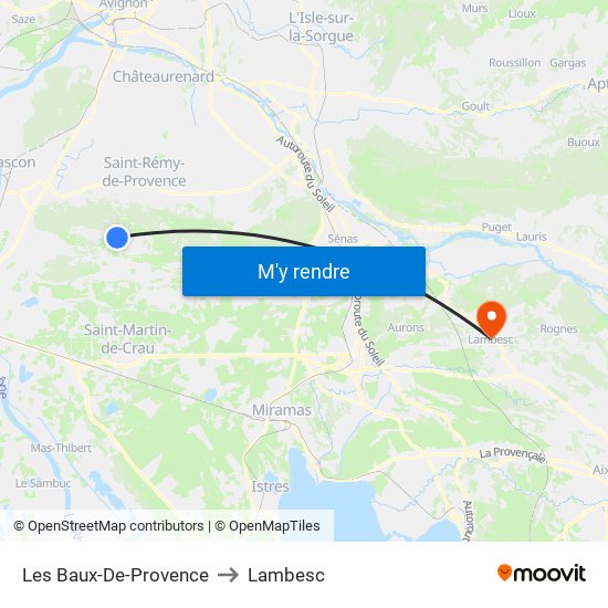 Les Baux-De-Provence to Lambesc map