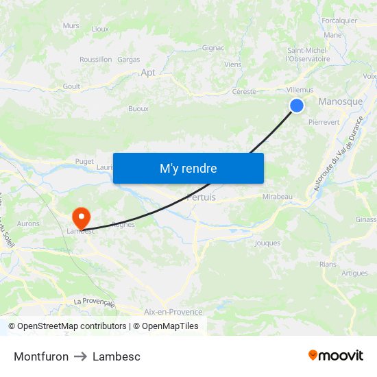 Montfuron to Lambesc map