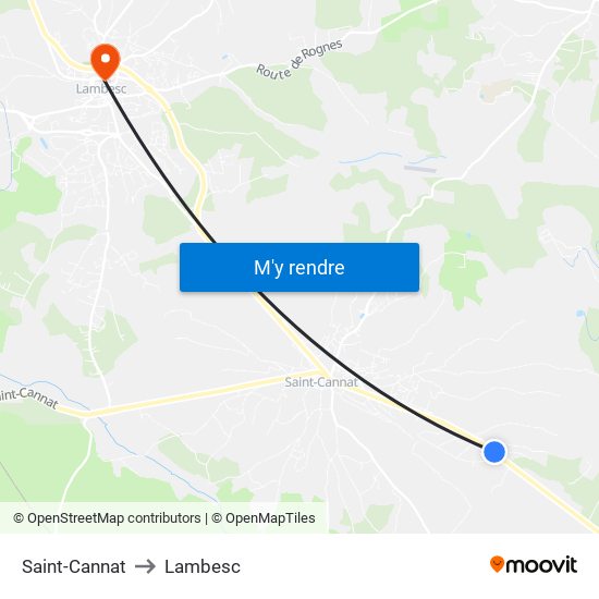 Saint-Cannat to Lambesc map